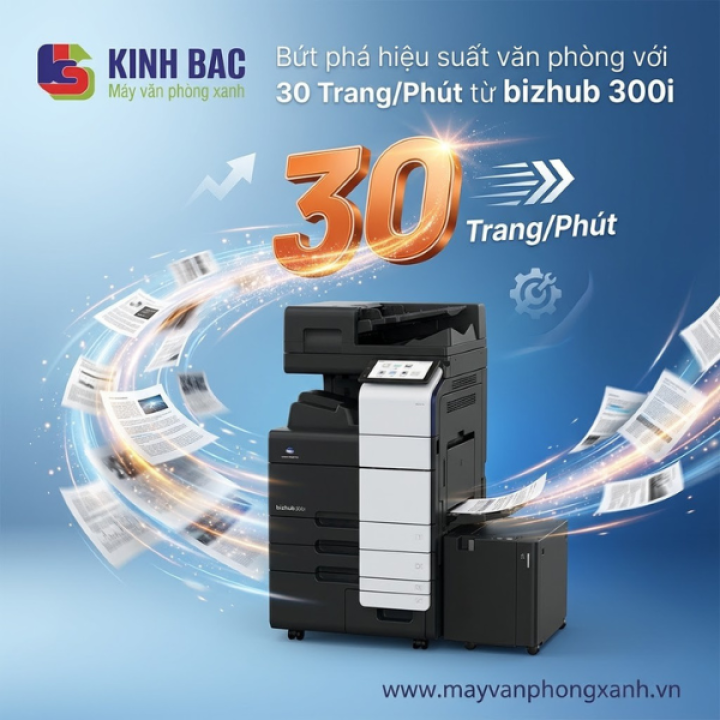 Bứt phá năng suất văn phòng với tốc độ 30 trang/phút từ bizhub 300i