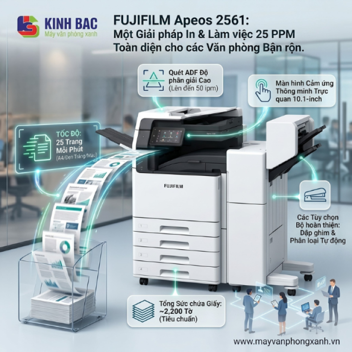 Fujifilm Apeos 2561: Giải pháp in ấn tốc độ 25 trang/phút cho văn phòng bận rộn