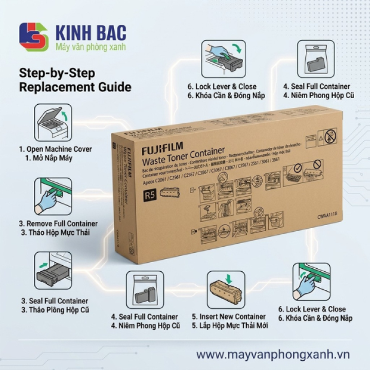 Giải pháp duy trì hiệu suất in ấn với hộp mực thải Fujifilm CWAA1118 chính hãng