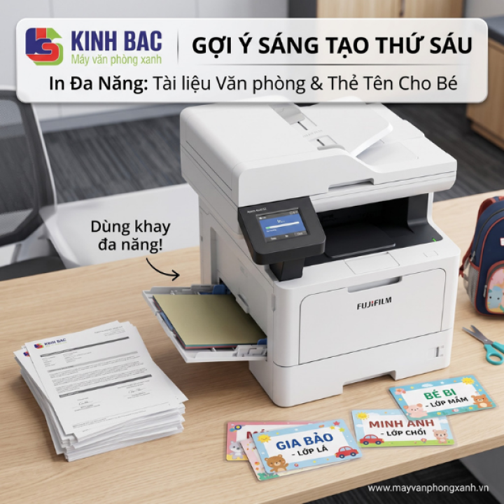 Thứ Sáu khéo léo: In ấn hồ sơ văn phòng lẫn nhãn tên cho con nhờ khay tay đa năng của Apeos 4620 SZ