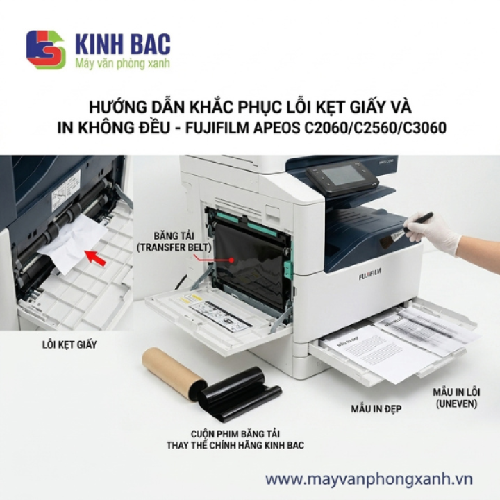 Khắc phục lỗi kẹt giấy và bản in không đều trên máy Fujifilm Apeos C2060/C2560/C3060