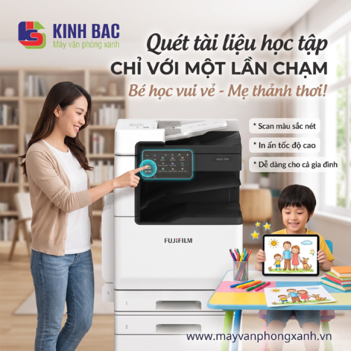 Scan tài liệu học tập một chạm cùng fujifilm apeos 3560 – con vui học, mẹ nhàn tênh