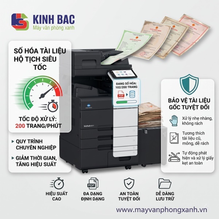Số hóa tài liệu hộ tịch siêu tốc 200 trang/phút – Cam kết bảo vệ nguyên vẹn bản gốc