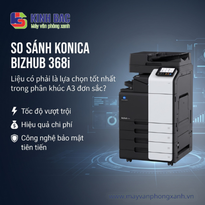 So sánh Konica Minolta bizhub 368i với các dòng máy photocopy đơn sắc A3 cùng phân khúc