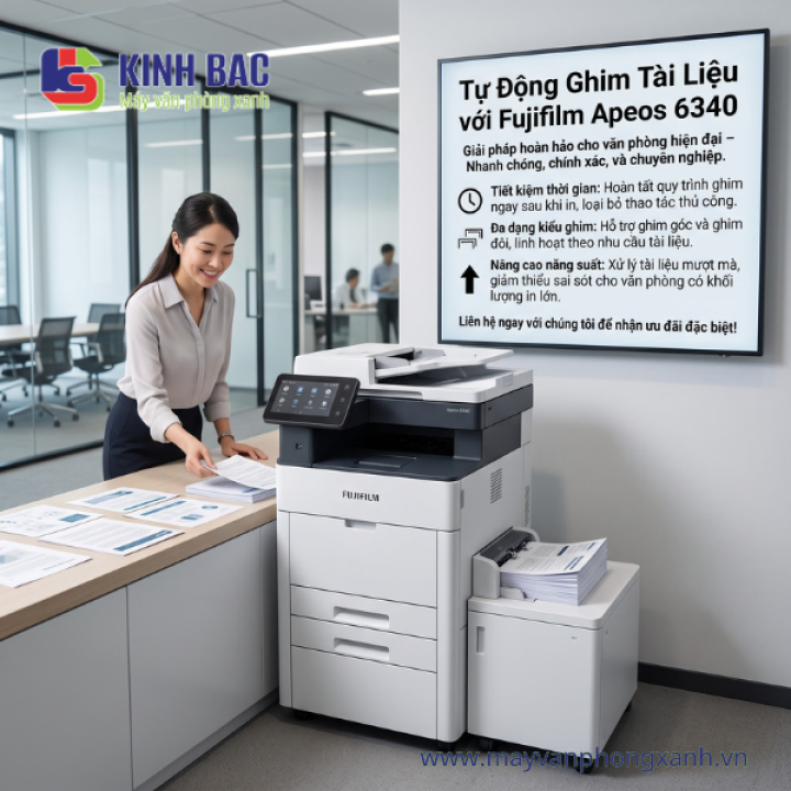 Tự động dập ghim văn bản cùng Fujifilm Apeos 6340