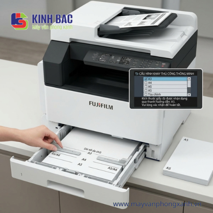 Linh hoạt xử lý mọi khổ giấy từ A5 đến A3 với tính năng tùy chỉnh khay tay thông minh với Apeos 2150 NDA/ND